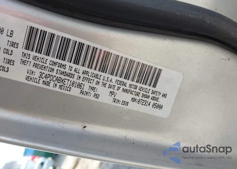 2014 Dodge Journey American Value Pkg z USA, uszkodzony, nr VIN 3C4PDCABXET101061